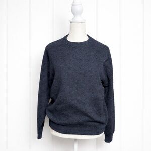 Jos A Bank Navy Gray Merino Wool Blend Crewneck Sweater Women’s M Classic